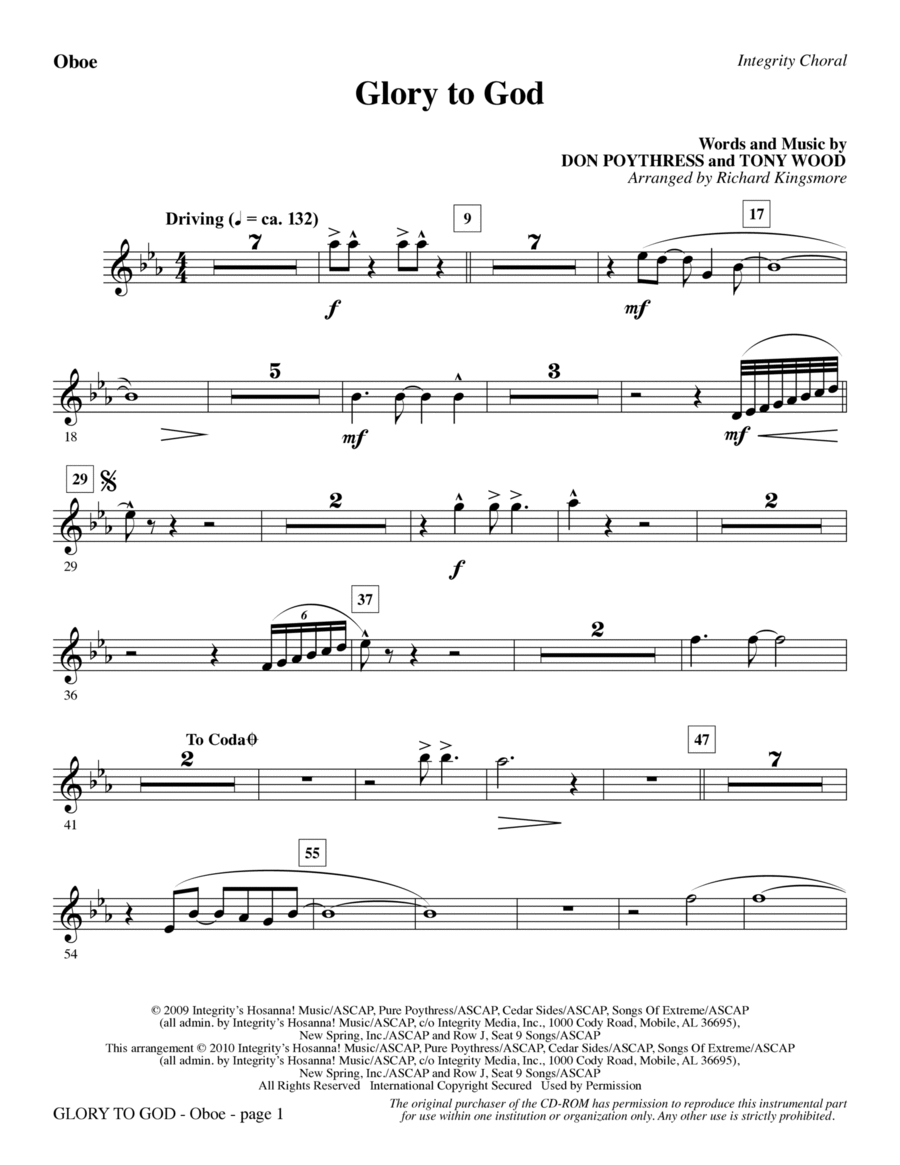 Glory To God - Oboe Choir scores gallery preview page 1