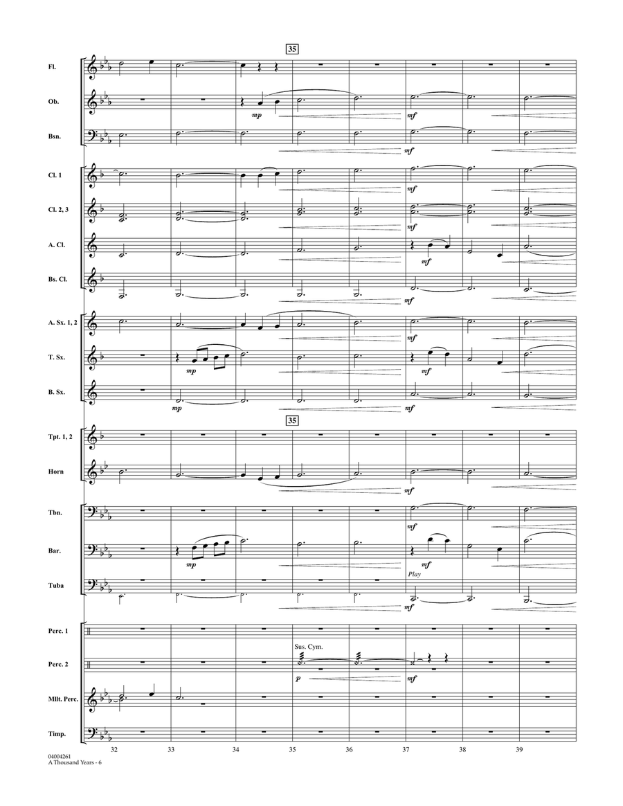 A Thousand Years (from The Twilight Saga: Breaking Dawn, Pt 1) - Conductor Score (Full Score) Concert Band scores gallery preview page 6