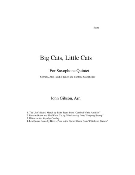 Big Cats, Little Cats - Cat Music for Saxophone Quintet image number null