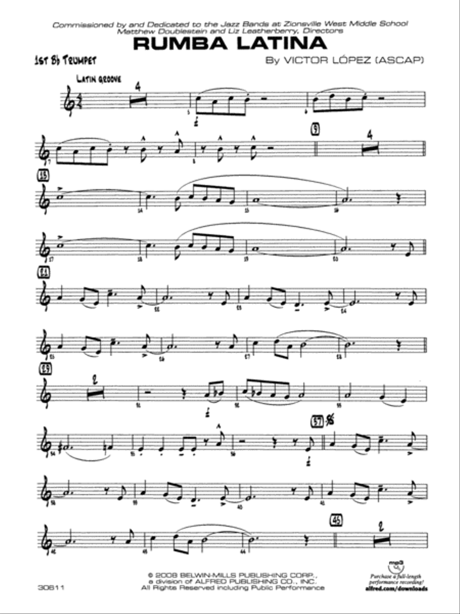 Rumba Latina: 1st B-flat Trumpet Jazz Ensemble scores gallery preview page 1