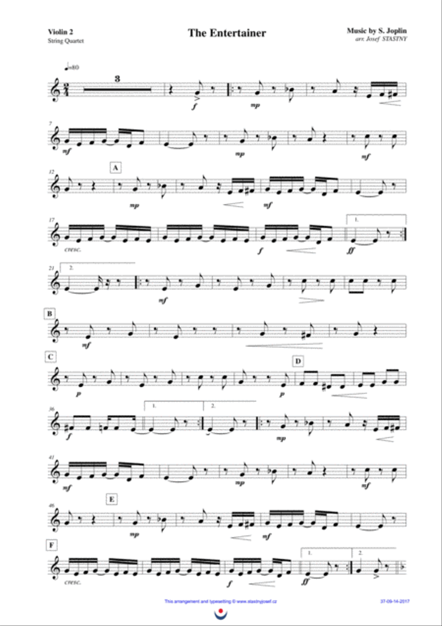 The Entertainer String Quartet scores gallery preview page 6