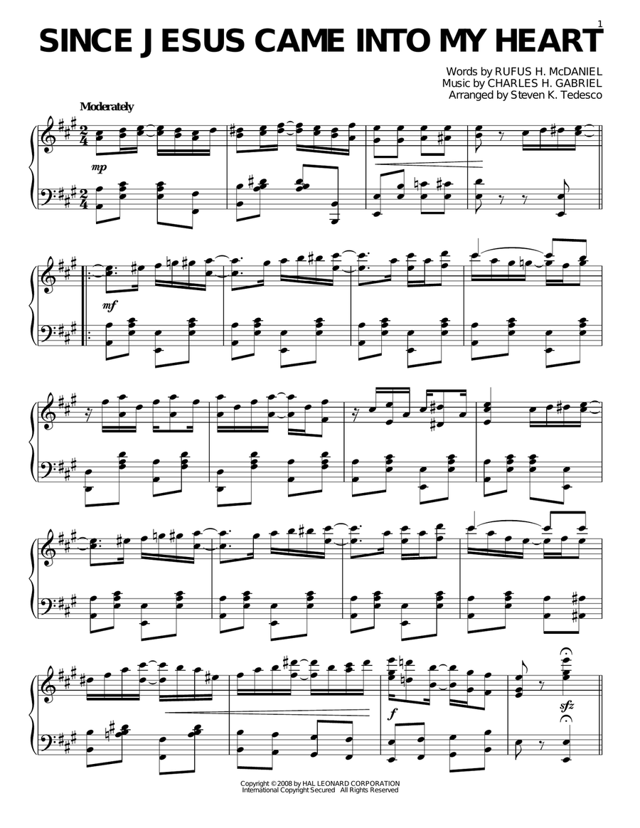 Since Jesus Came Into My Heart [Ragtime version] Piano Solo scores gallery preview page 1