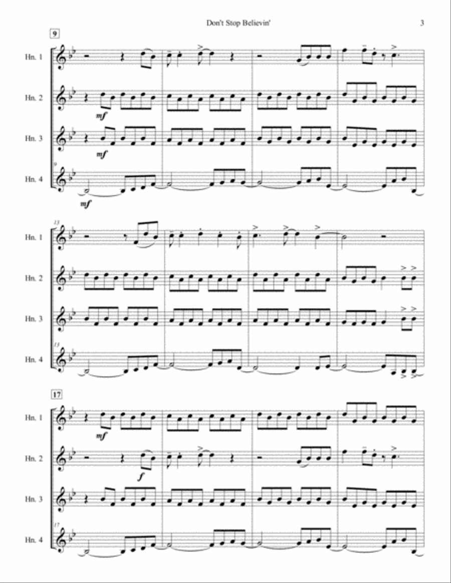 Don't Stop Believin' Don't Stop Believin' Brass Ensemble scores gallery preview page 3
