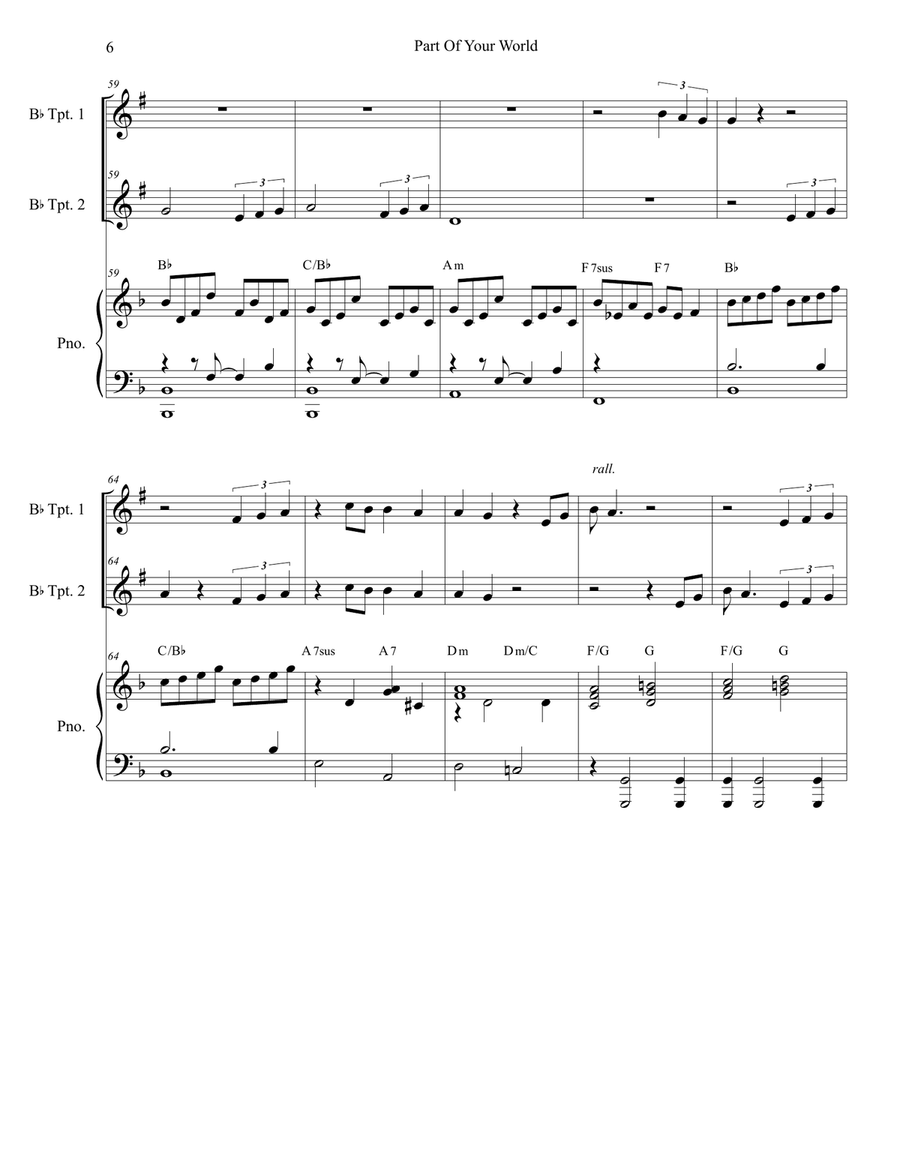 Part Of Your World Trumpet Duet scores gallery preview page 6
