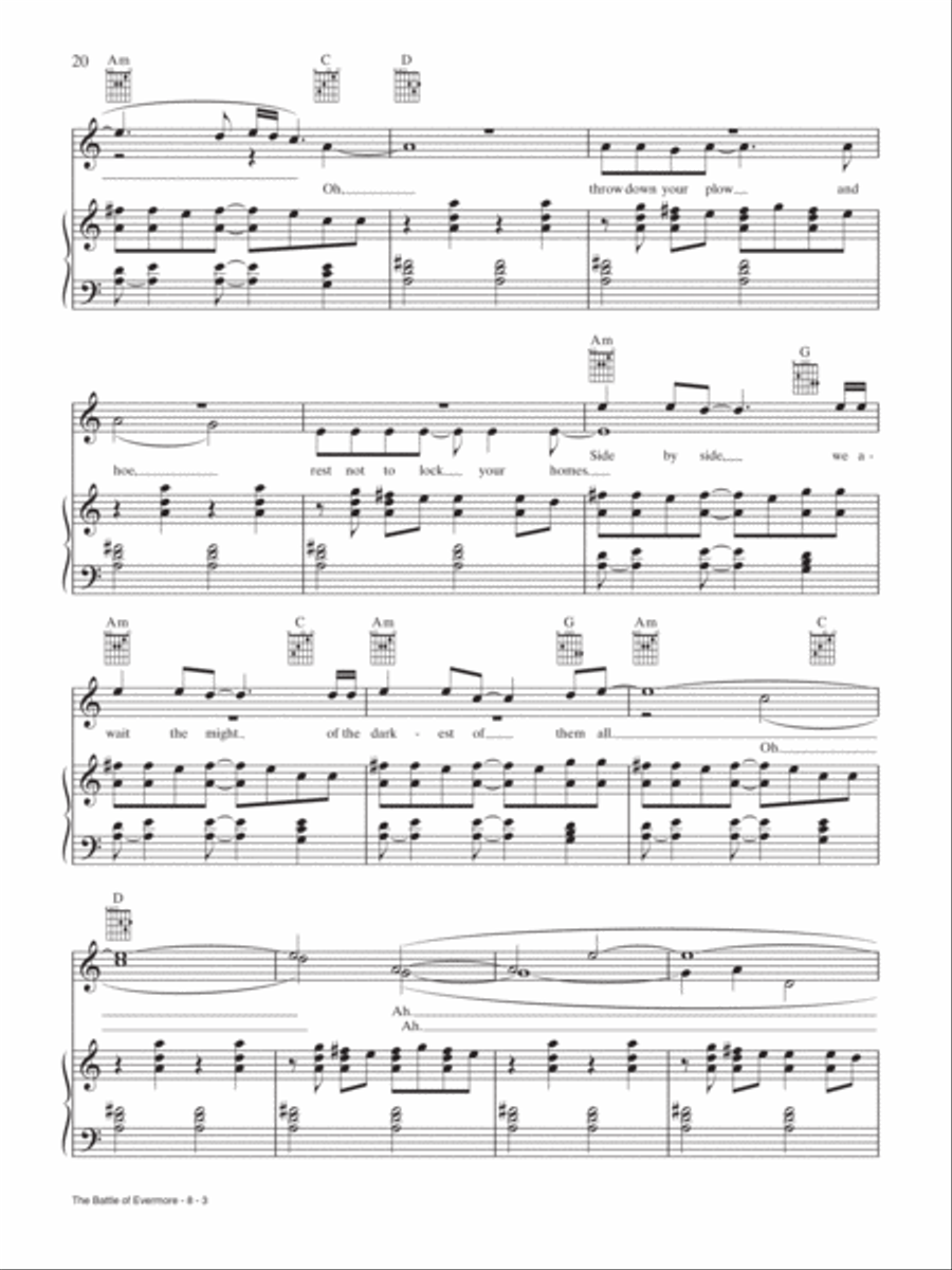 The Battle of Evermore Piano, Vocal, Guitar scores gallery preview page 3