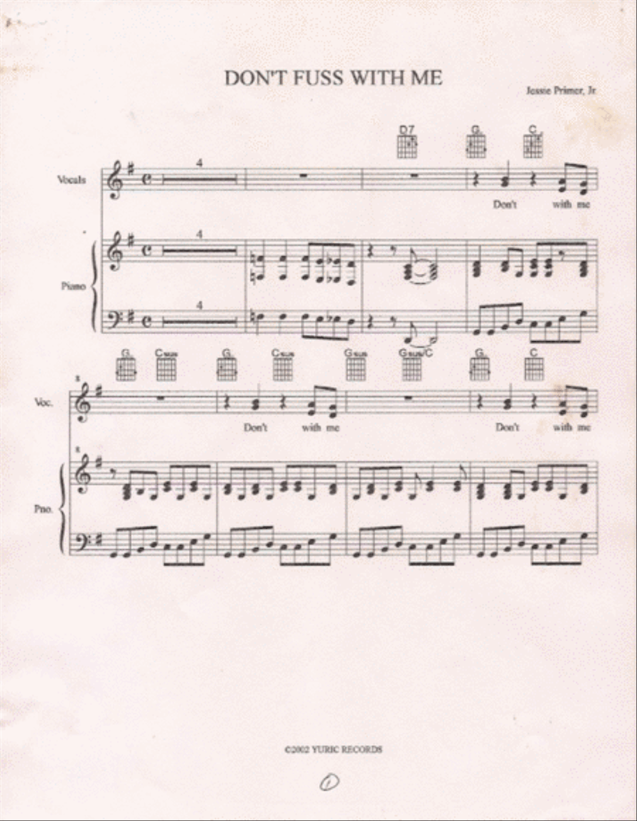 Don't Fuss With Me Don't Fuss With Me Piano, Vocal, Guitar scores gallery preview page 1