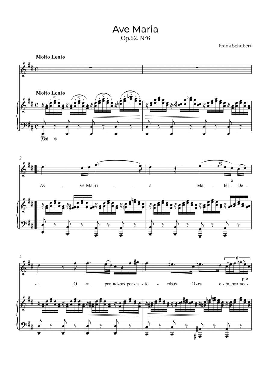 Ave Maria Schubert - Contralto in D Alto Voice scores gallery preview page 1