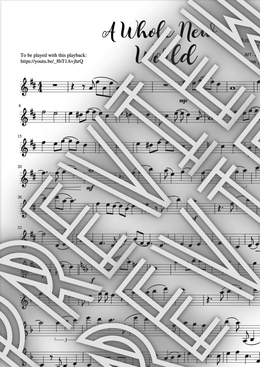 A Whole New World Violin Solo scores gallery preview page 1