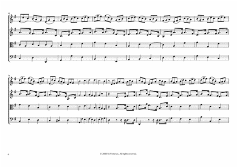 Chorale from Cantata No.147 disguised in an African rhythm. String Quartet scores gallery preview page 6