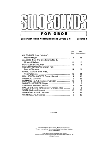 Solo Sounds for Oboe, Volume 1