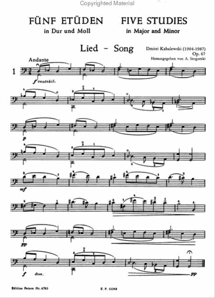 5 Studies Op. 67 Cello scores gallery preview page 2