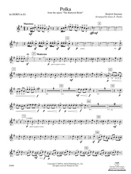 Polka from The Bartered Bride: (wp) 1st Horn in E-flat