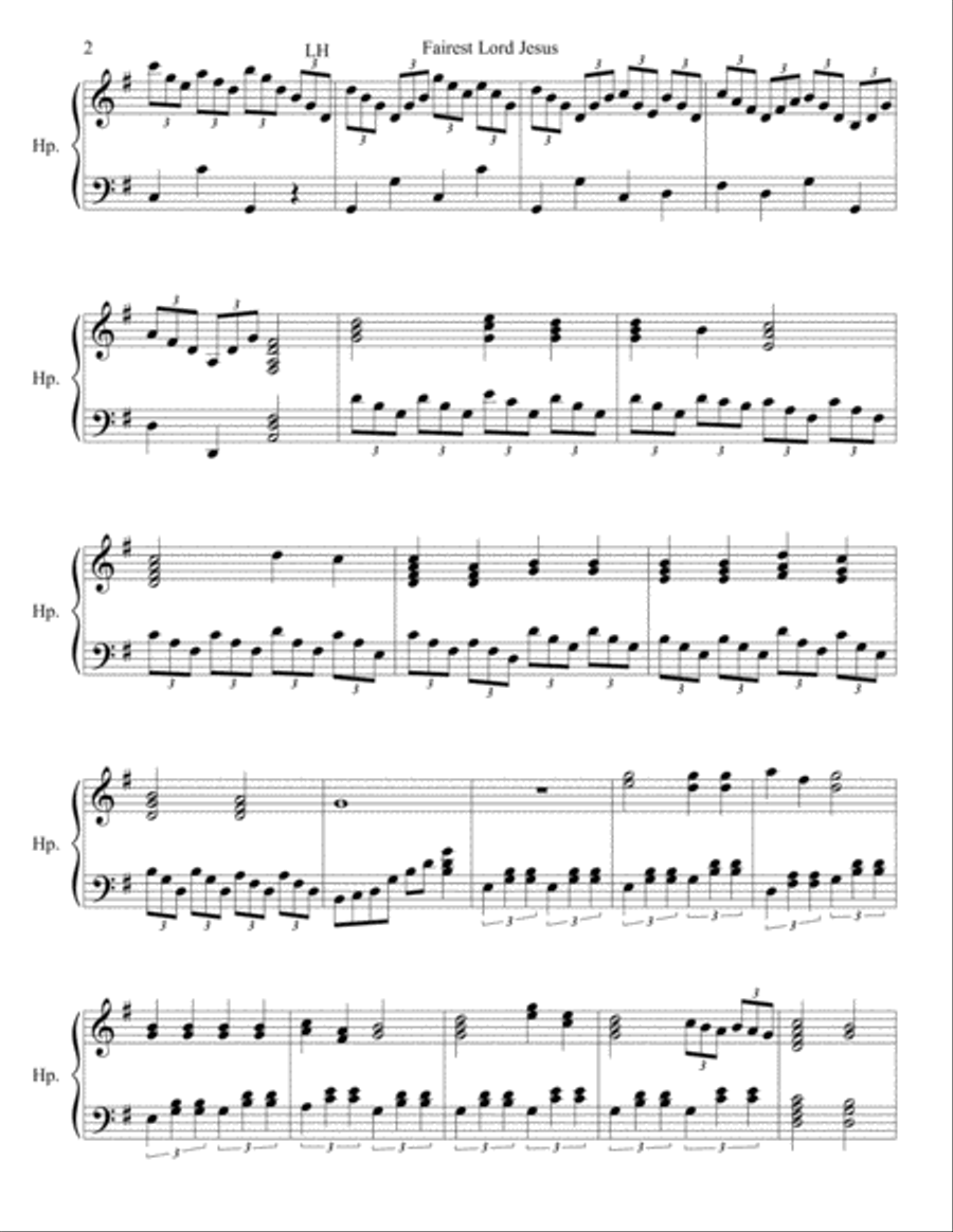 Fairest Lord Jesus (harp) Harp scores gallery preview page 2
