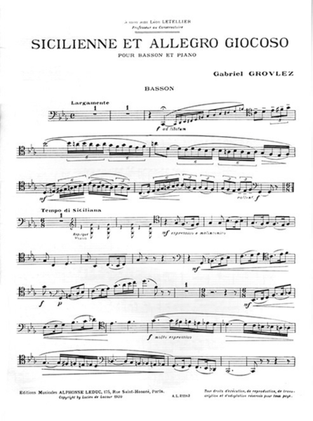 Sicilienne et Allegro Giocoso - Basson et Piano