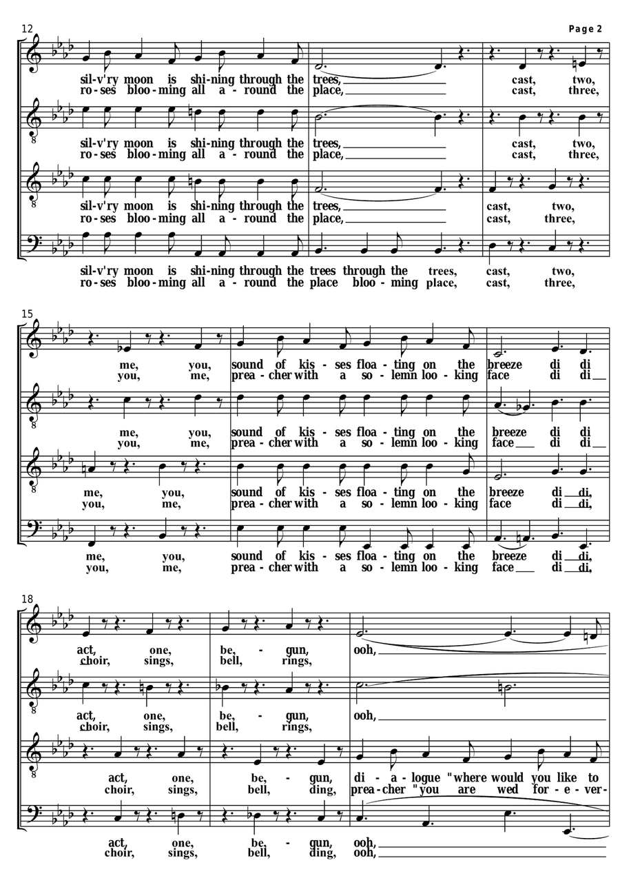By the light of the silvery moon for men's voices 4-Part scores gallery preview page 2
