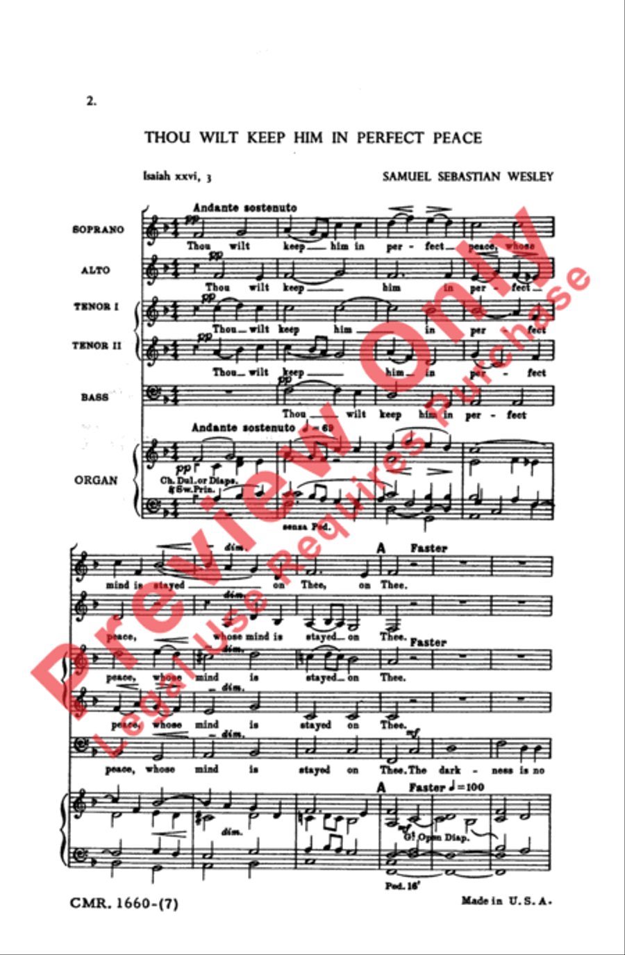 Thou Wilt Keep Him in Perfect Peace 4-Part - Sheet Music page 2