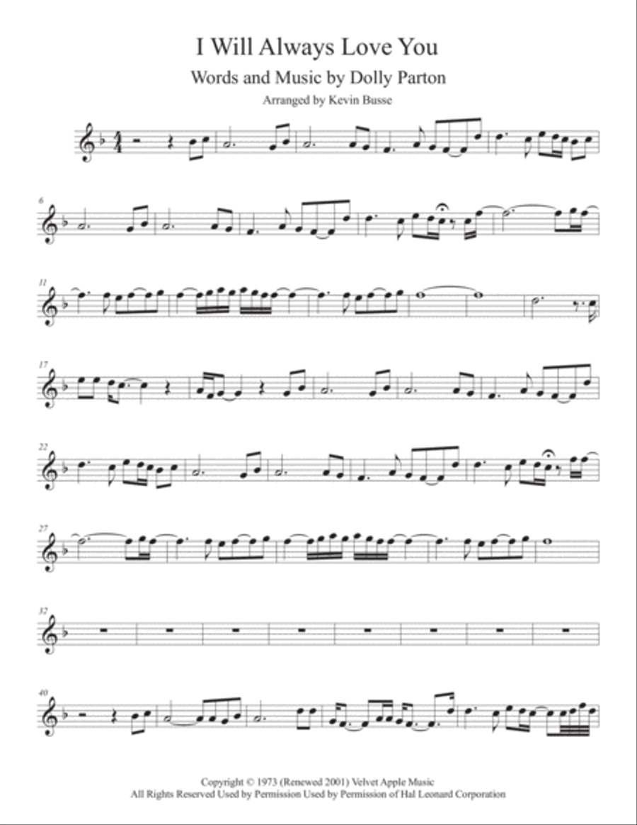 I Will Always Love You Violin Solo scores gallery preview page 1