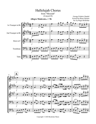 Book cover for Hallelujah (from "Messiah") (D) (Brass Quintet - 2 Trp, 1 Hrn, 1 Trb, 1 Tuba)