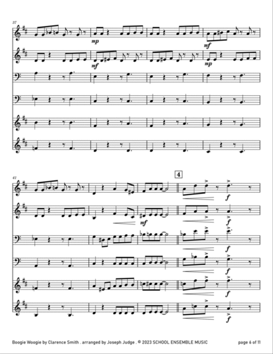 Boogie Woogie by Smith for Brass Quartet in Schools Brass Quartet scores gallery preview page 6