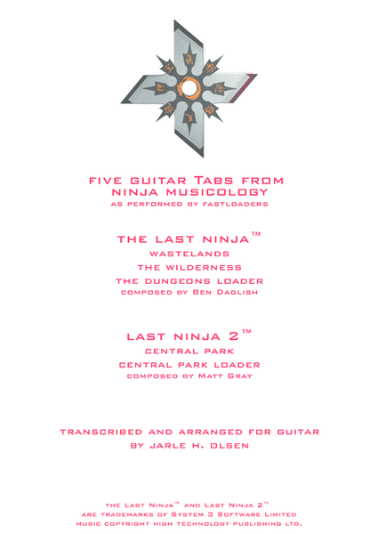 Five Guitar Tabs from "The Last Ninja" and "Last Ninja 2"