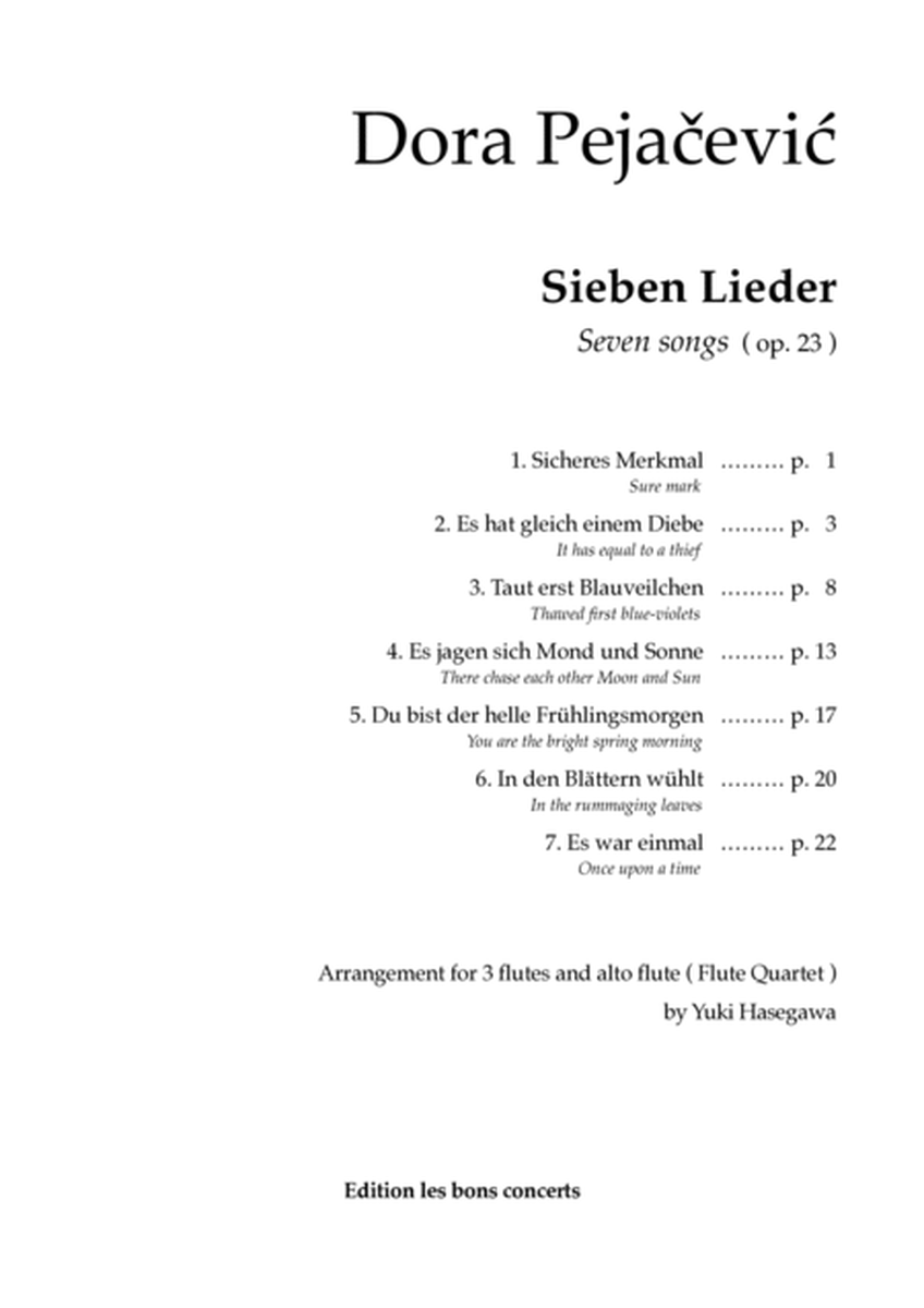 Dora Pejačević "Sieben Lieder (op. 23)" Arrangement for 3 flutes and alto flute by Yuki Hasegawa image number null