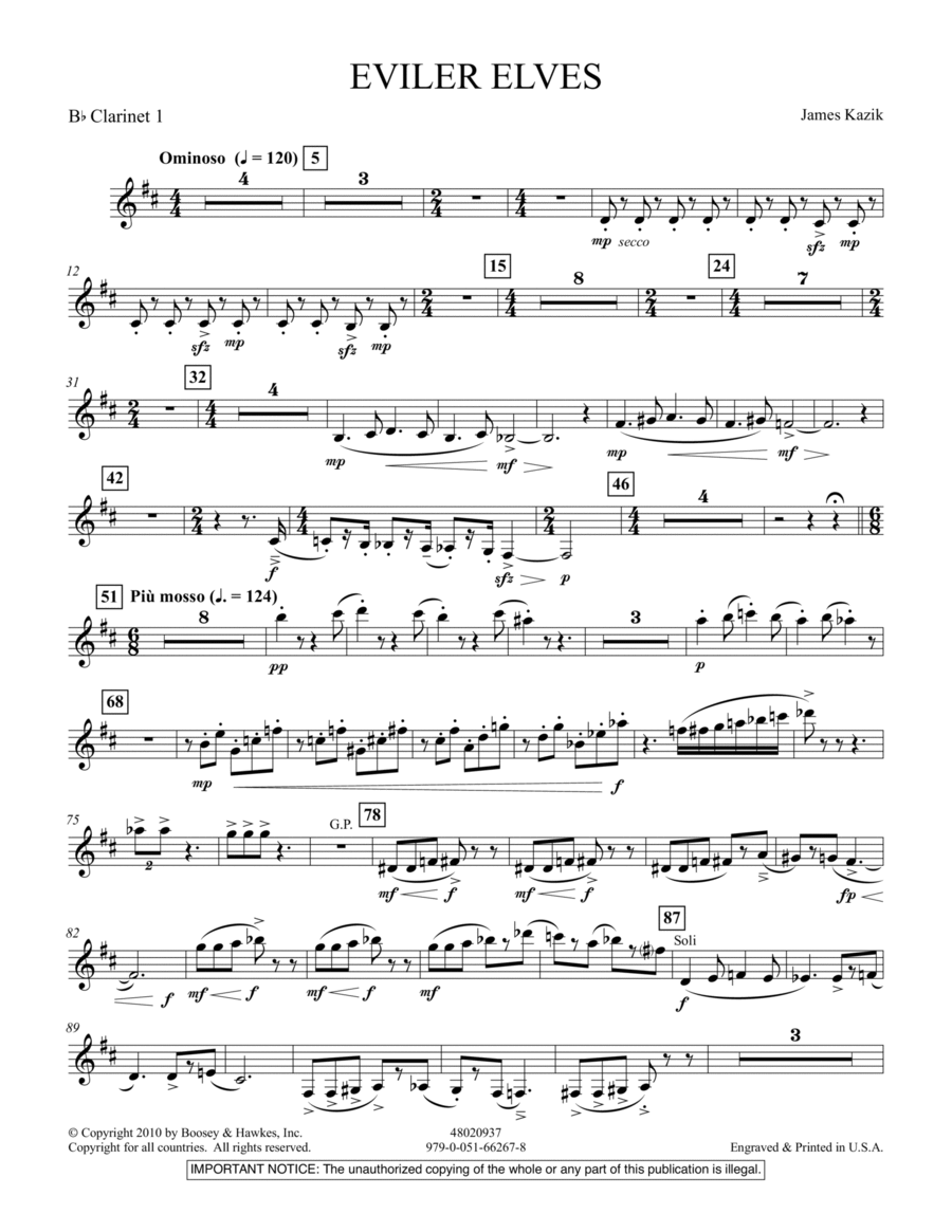 Eviler Elves - Bb Clarinet 1 B-Flat Clarinet scores gallery preview page 1