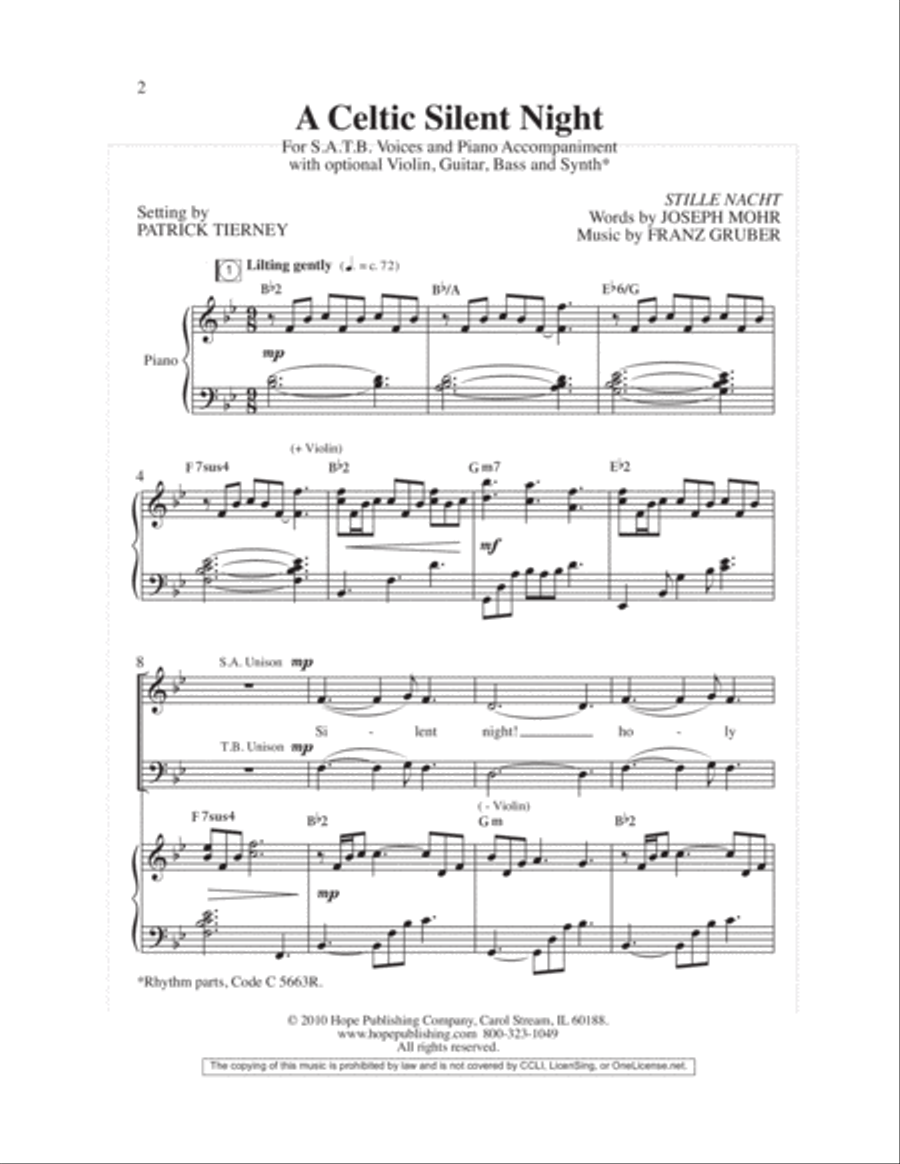 A Celtic Silent Night 4-Part scores gallery preview page 3