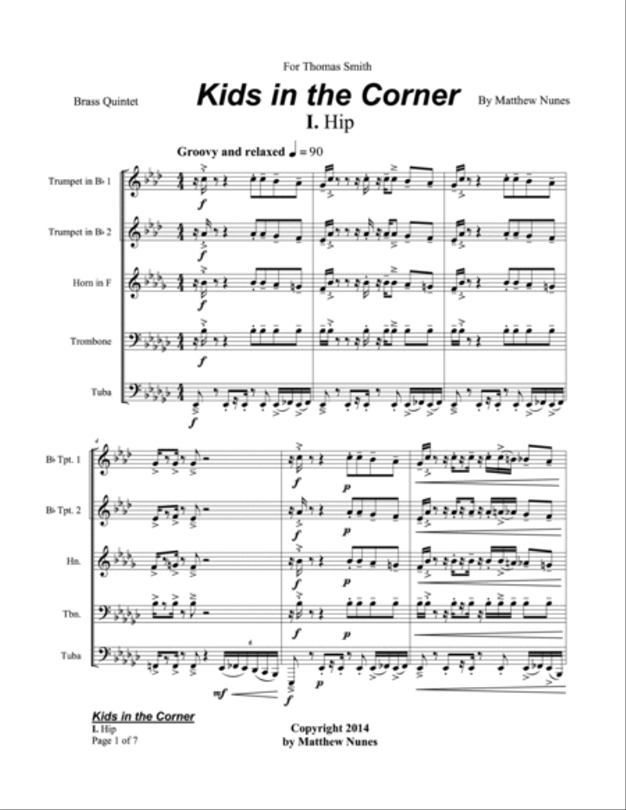 Kids in the Corner Brass Quintet scores gallery preview page 3