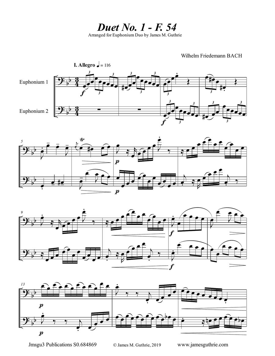 WF Bach: The Six Duets Complete for Euphonium Duo