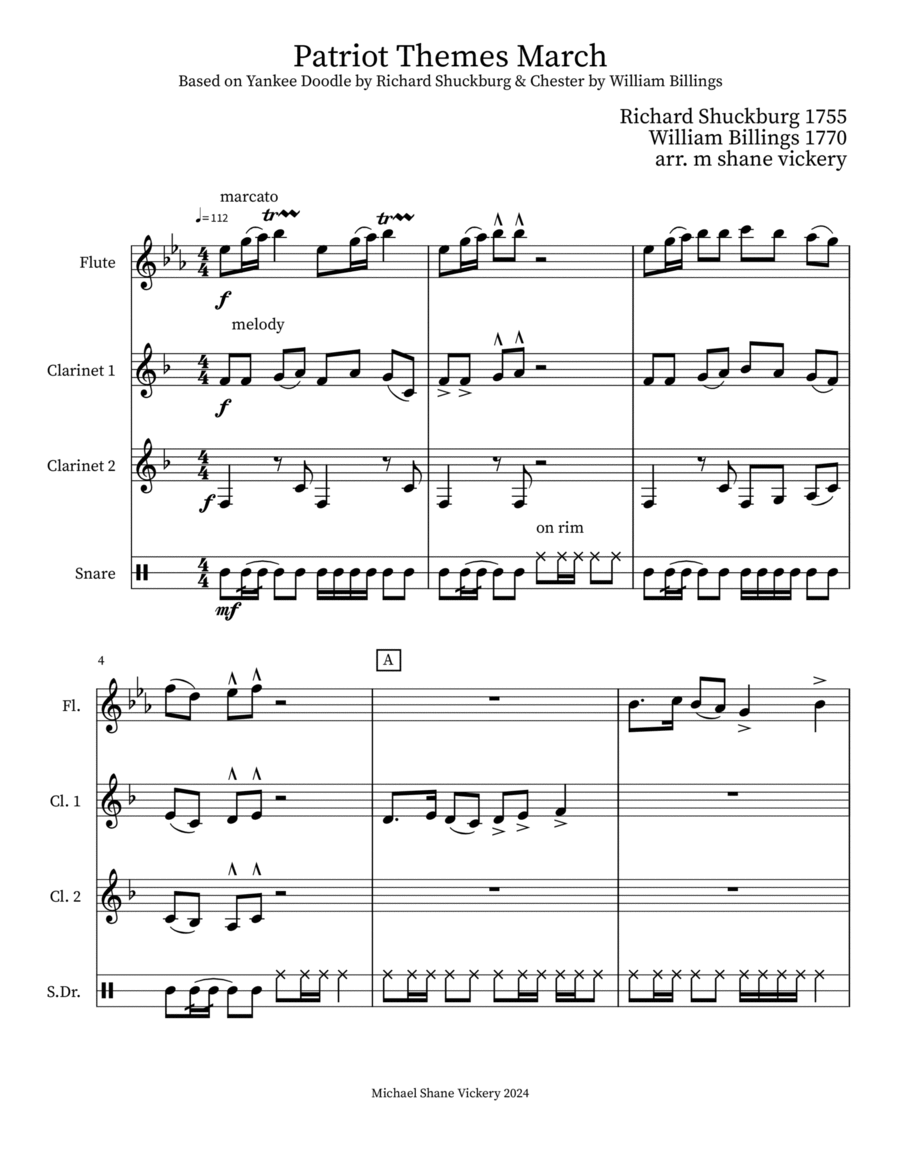 Patriot Themes March Woodwind Trio scores gallery preview page 1