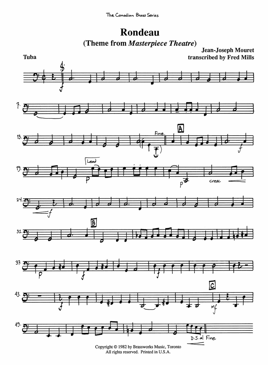Rondeau (Theme from Masterpiece Theatre) - Tuba