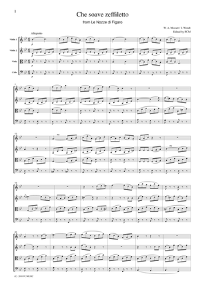 Book cover for Mozart Che soave zeffiletto from Le Nozze di Figaro, for string quartet, CM026