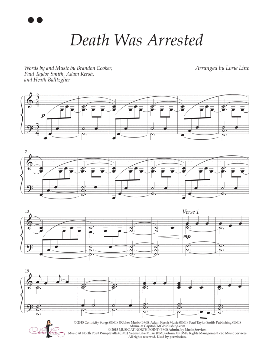 Death Was Arrested Piano Solo scores gallery preview page 1