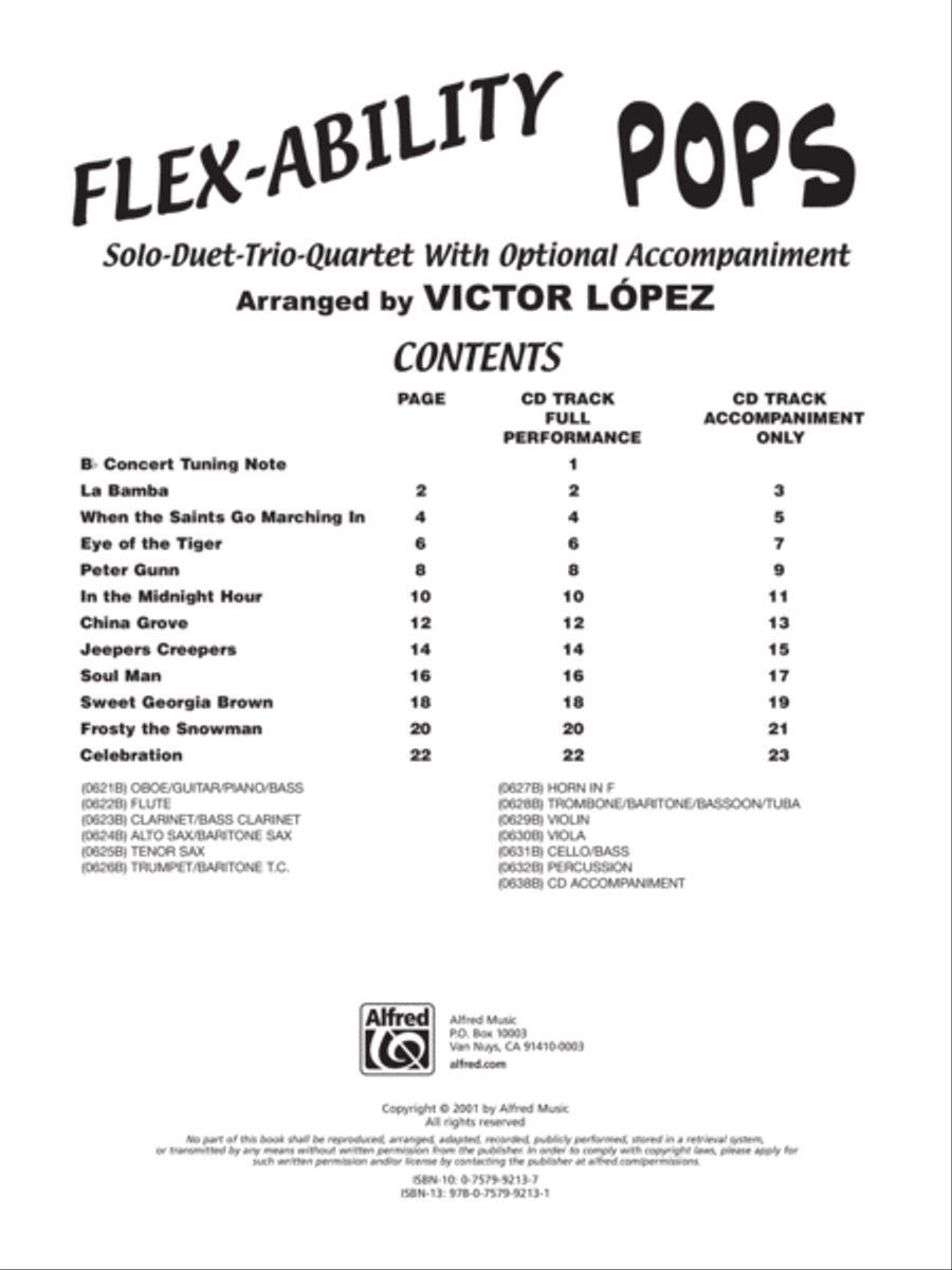 Flex-Ability Pops -- Solo-Duet-Trio-Quartet with Optional Accompaniment