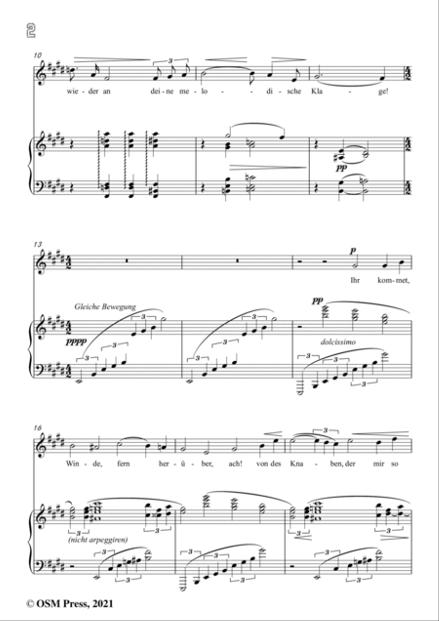 Wolf-An eine Aeolsharfe,in E Major,IHW 22 No.11,from Morike-Lieder,for Voice and Piano Voice Solo scores gallery preview page 4