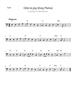Ode To Joy - Easy Tuba w/ piano accompaniment