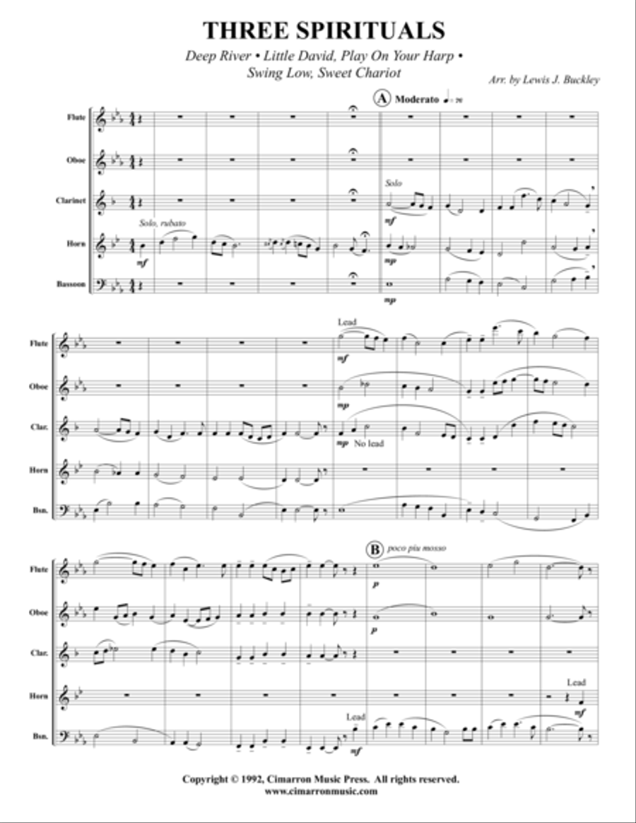 Three Spirituals Woodwind Quintet scores gallery preview page 1