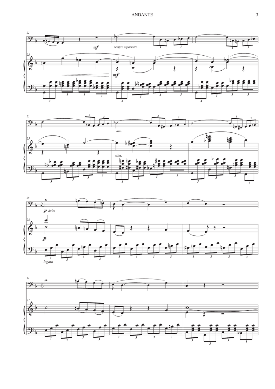 Andante from Concerto No. 21 for Cello and Piano Piano scores gallery preview page 4