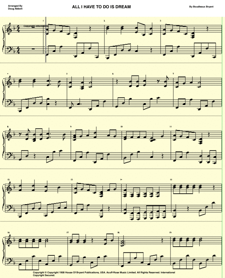 All I Have To Do Is Dream Piano Solo scores gallery preview page 1