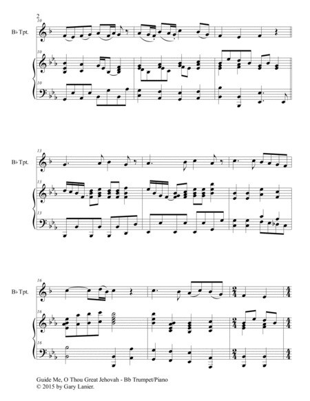 GUIDE ME, O THOU GREAT JEHOVAH (Duet – Bb Trumpet and Piano/Score and Parts) image number null