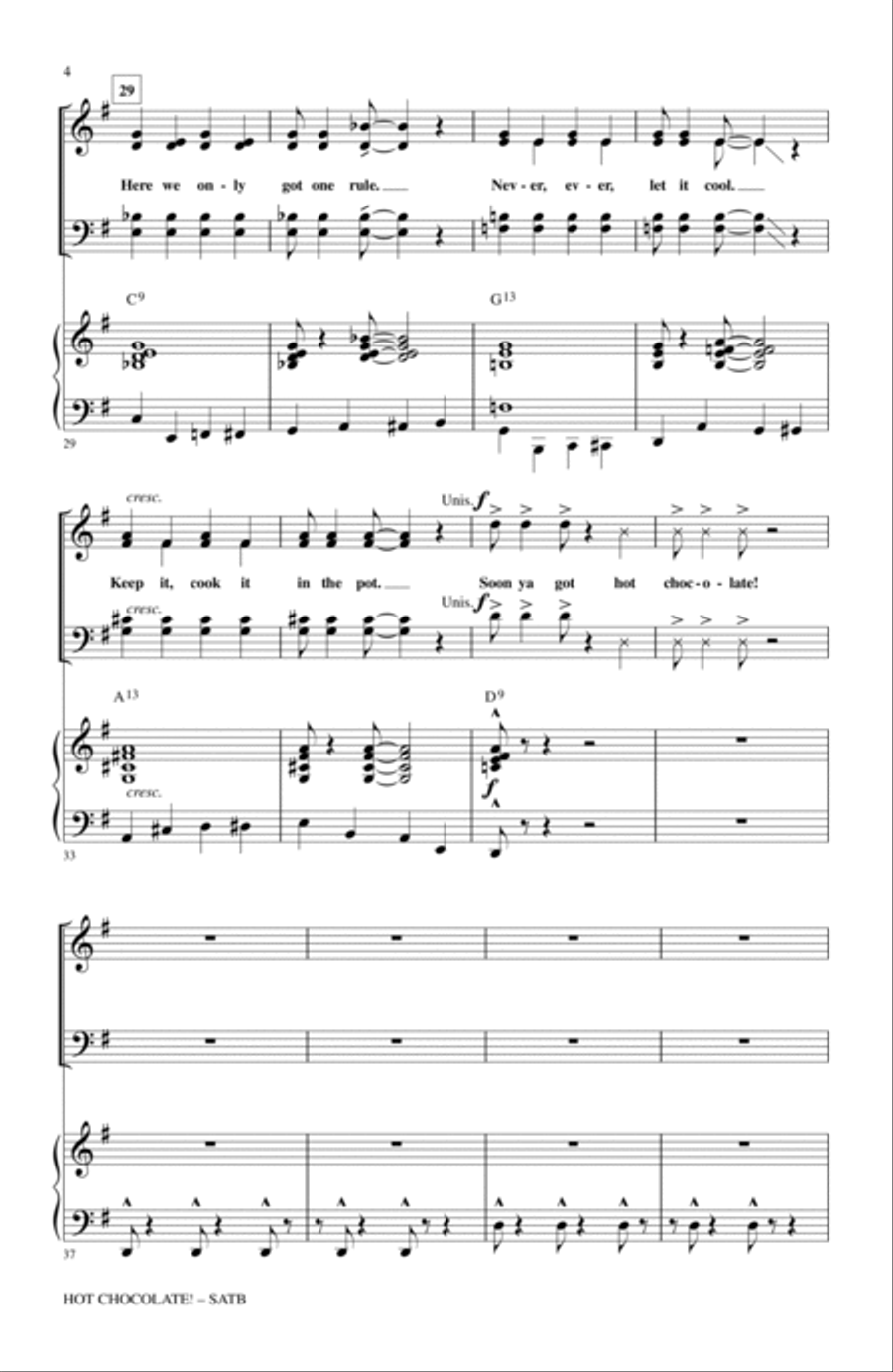 Hot Chocolate (from Polar Express) 4-Part scores gallery preview page 3