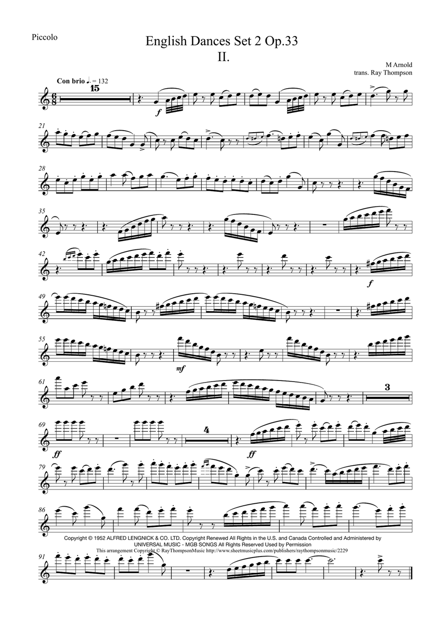 English Dances, Set 2, Op. 33: No. 2. Con Brio Large Ensemble scores gallery preview page 6