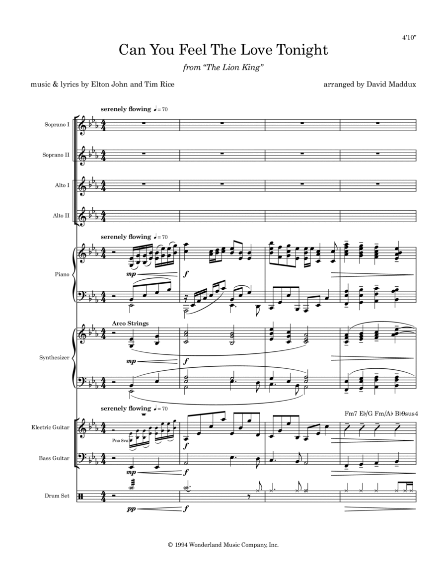 Can You Feel The Love Tonight A Cappella scores gallery preview page 1