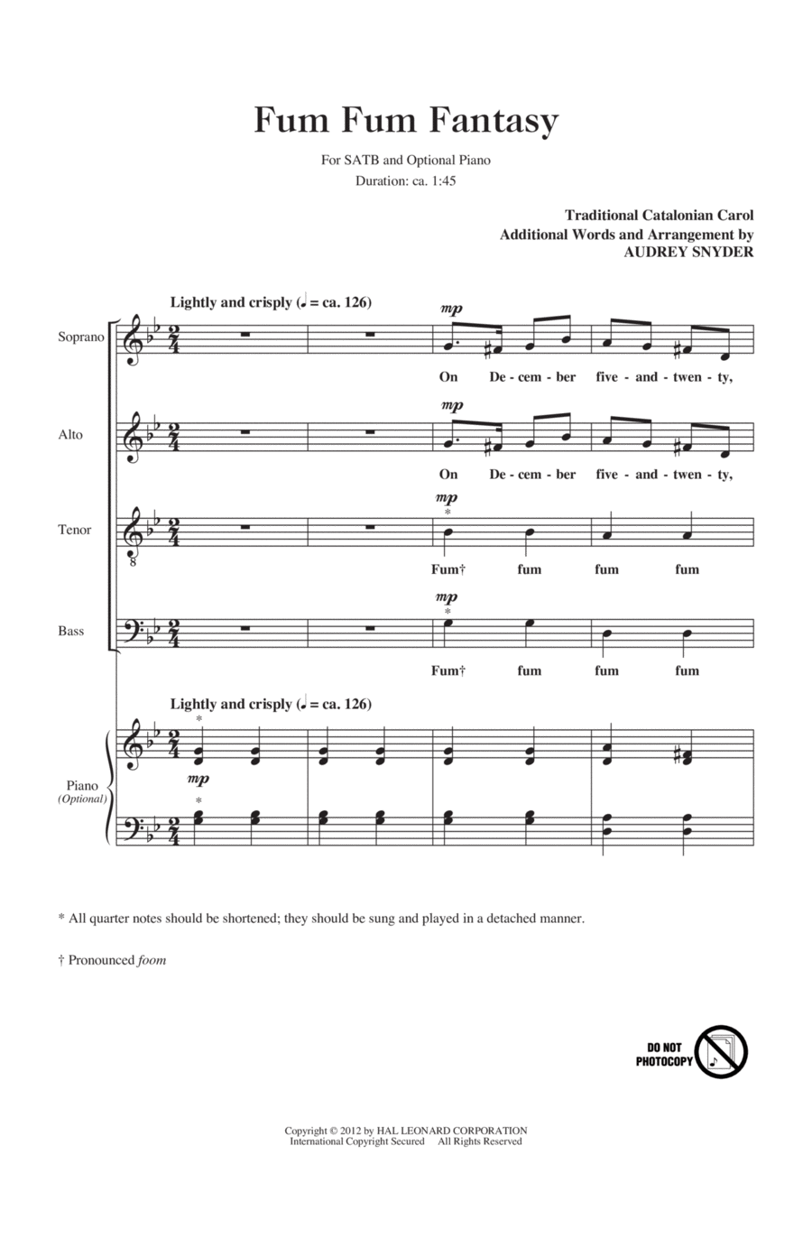 Fum, Fum, Fum 4-Part scores gallery preview page 1