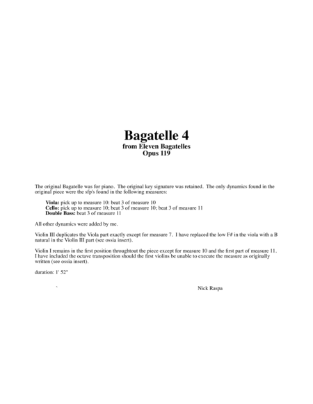 Bagatelle 4 for string orchestra - Full Set image number null