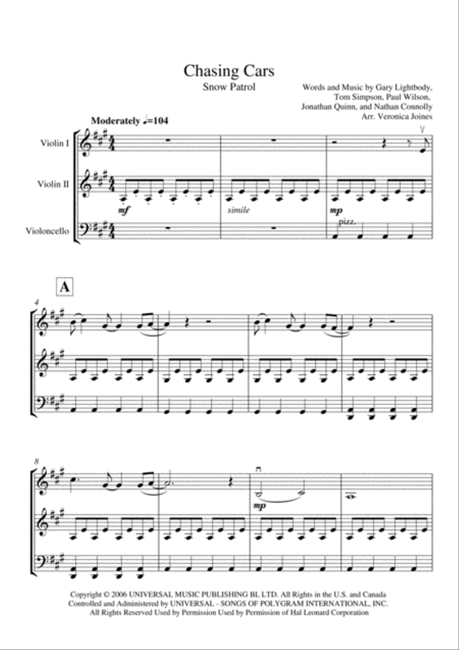 Chasing Cars String Trio scores gallery preview page 2
