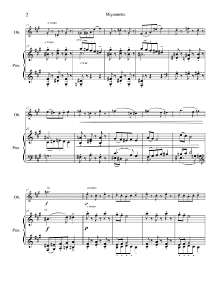Mignonette by Amy Beach for Oboe and Piano