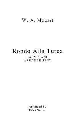 Book cover for Mozart - Rondo Alla Turca | easy piano arrangement