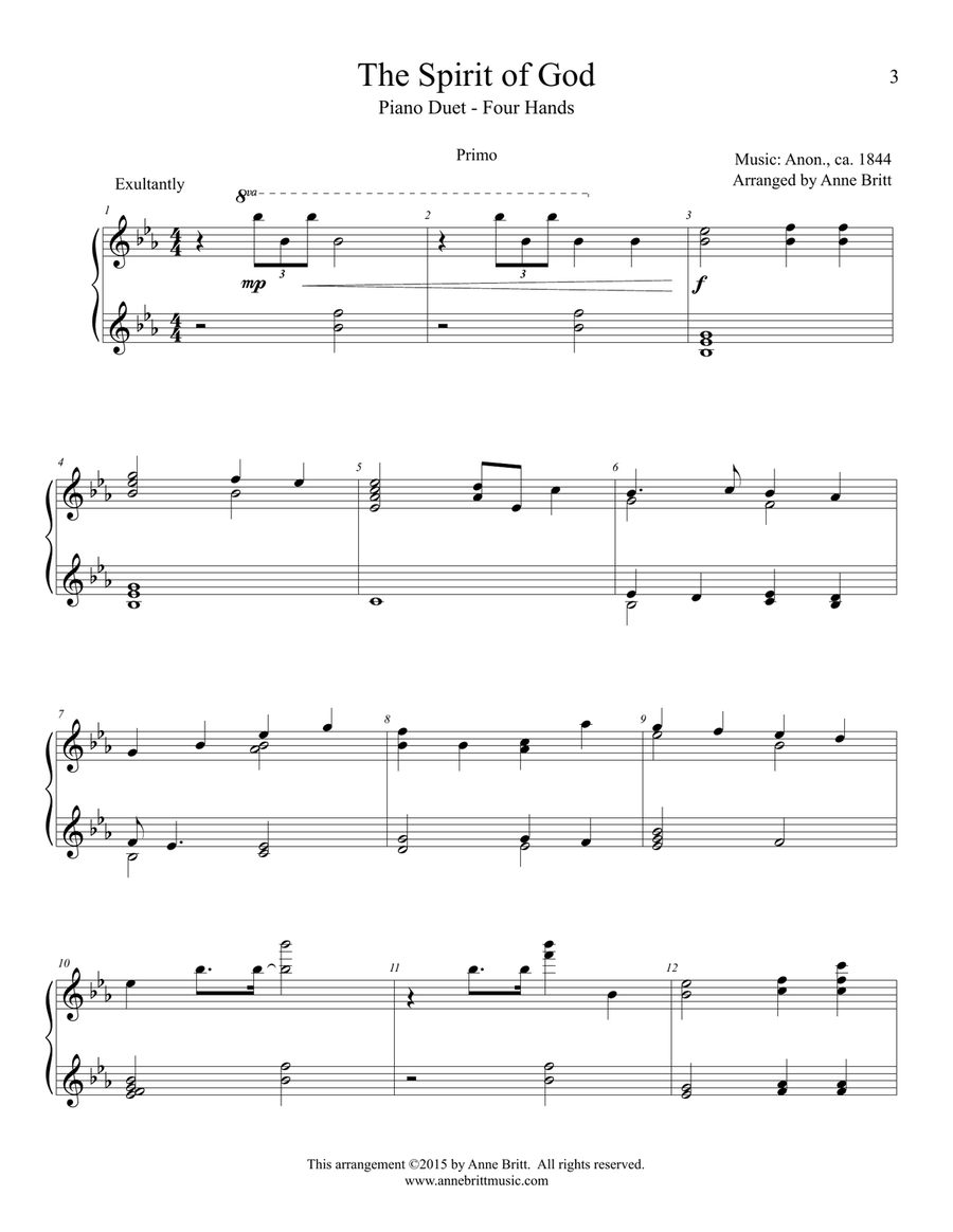 The Spirit of God (piano duet) 1 Piano, 4-Hands scores gallery preview page 3