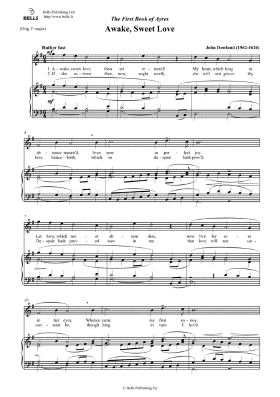 Awake, Sweet Love (G Major) Voice Solo scores gallery preview page 1